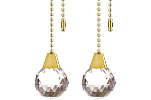 Akahttbn Ceiling Fan Pull Chain Chain Extender Extension for Ceiling Light Fan Chain 12 Inches Prism Ball Pendant Fan Pulls Set for Ceiling Light Lamp Fan Chain,2 Pcs (Gold)