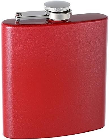 Top Shelf Flasks 6 oz Hip Flask - Screw-On Leak Proof Cap - Gifts for Men - Groomsmen Gift - 1-PACK in Red