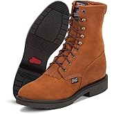 Justin Conductor 8" Work Boot for Men - Durable Leather, Slip-Resistant Sole, Double Comfort Insole