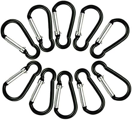 Carabiner, Milazer 10x Black S Carabiner Camp Snap Clip Hook Keychain Keyring Hiking Climbing