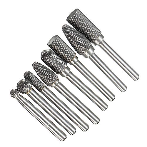 NXKang 8 X 1/4''Double Cut Carbide Rotary Burr Shank File Power Tools Double Cut Set for Drilling, Engraving