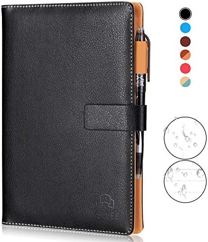 KYSTORE A5 Reusable Smart Erasable Leather Notebook, Notebooks and Journals Hardcover Writing Note Book Executive Notebook Heat Erase Paper Wide Ruled Blank 108 Pages with Erasable Pen [Royal Black]