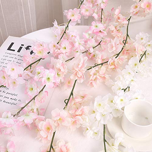 Lmeison Artificial Cherry Blossom, Fake Cherry Blossom Flowers White Hanging Vine Silk Garland Wreath for Wedding Arch Decor Wedding Party Decor, 3 Pack - Thumbnail 3