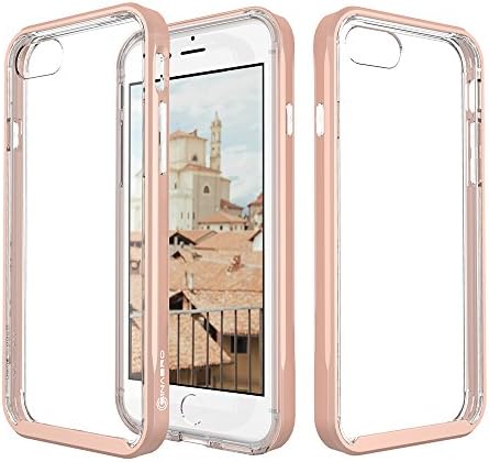 iPhone 7 - Sinabro Slim Bumper Case - Crystal clear poly carbonate (PC) back case - Hybrid TPU + PC (Rose Gold)