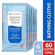 Pharma-C-Wipes Water Activated Bathing Cloths - Rinse Free - Thick, Pretreated Washcloths (6 Packs of 10 Wipes)