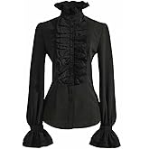 Women's Victorian Gothic Shirts Vintage Ruffled Long Sleeve Blouse Tops