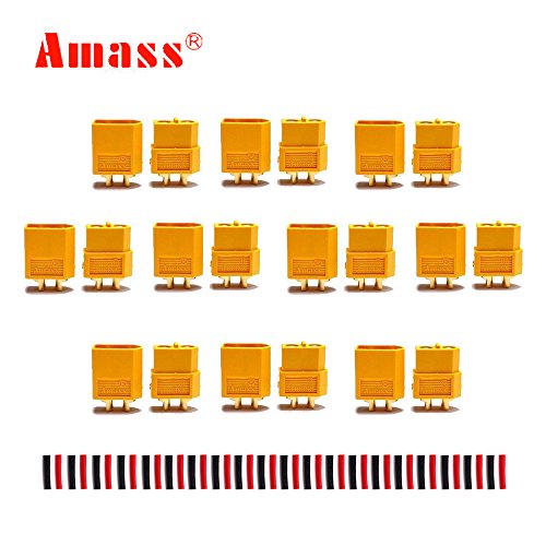 10 Pairs Amass XT60 XT-60 Male Female Bullet Connectors Plugs with 20 Pairs Heat Shrink Tube For RC Lipo Battery