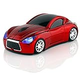 CHUYI Wireless Sport Car Shaped Mouse 1600DPI 3 Button Optical Mouse Ergonomic Mice with USB Receiver for PC Computer Laptop Gift (Red)