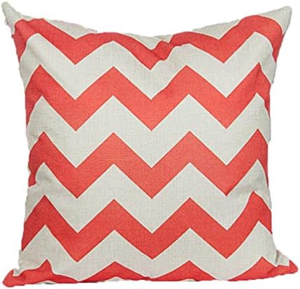 Rise World Pillowcase 18" x 18" Square Cotton Linen Cushion Cover Pillowcase Decorative Wave Pattern (Red)