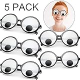 5 Pieces Googly Eyes Glasses Giant Googly Goggles Eyes Glasses Party Favors Toys Funny Shaking Costume Eyes Glass Goggles Plastic Round Googly Sunglasses for Women Men Kids Fun Party