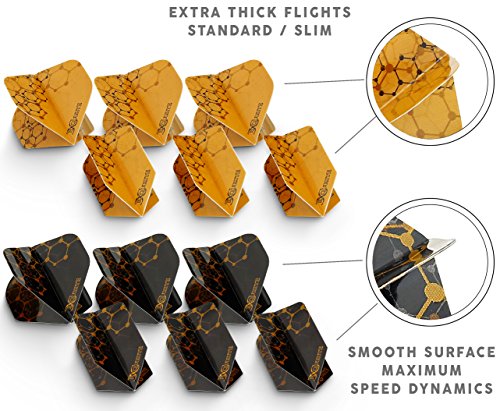 CC-Exquisite Dart Accessories Kit with Shafts and Flights - 18 Standard/Slim Flights | 6 Short/Medium Aluminum Shafts and 6 O-Rings | Darts Supplies Set | Tune Up Kit