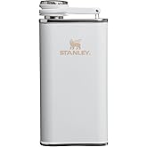 STANLEY Easy Fill Flask, 8 oz, Hammertone Frost | Slim and Lightweight Design Fits in Pocket | Connected Cap | Durable and Rust Proof Stainless Steel | BPA-Free