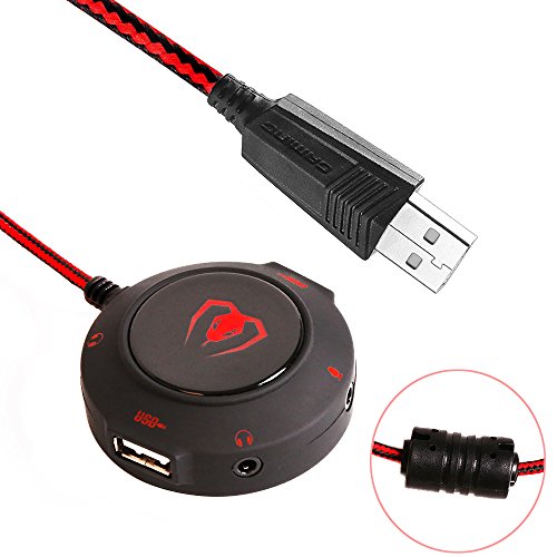 USB-External-Sound-CardBeexcellent-Multifunctional-Usb-Hubs-Noise-Cancelling-Headset-Adapter-with-35mm-Audio-71-Surround-Stereo-Adapter-and-Microphone-Jack-for-Headset-Microphone-Mac-IOS-PCRed