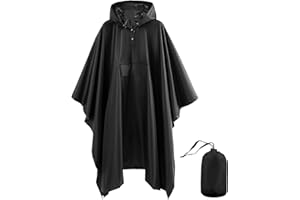 AIMLYXEE Hooded Rain Poncho Reusable Waterproof Poncho Unisex Raincoat Jacket with Pocket for Adults Outdoor Activities