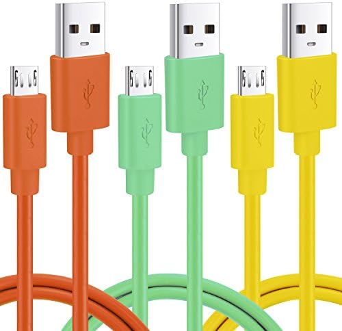 USB Cable, OKRAY 3 Pack 3.3ft High Speed Durable PVC Micro USB 2.0 Charging sync Data Cable Cord For Android, Samsung, HTC, LG, Sony, NOKIA, Xbox One, Motorola, Google Nexus (Orange Green Yellow)