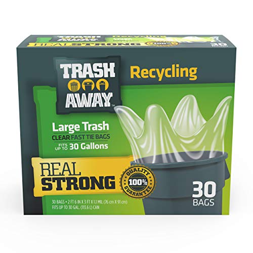 Trash Away Heavy Duty Clear Recycling Bags Tall & Strong Bags for