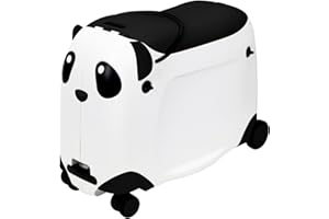 LemoHome Ride on Suitcase for Kids,21" Tow-Along Kids Luggage,Carry-On Cute Bag with Wheels,Airplane Toddler Suitcase,Hard Shell Travel Luggage For Girls Boys (Black)