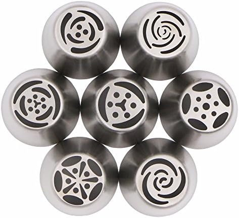 Aikoi Russian Tulip Nozzles Stainless Steel Icing Piping Tips Set Cake Boquillas Rusas Decorating Tools - 7 Pack