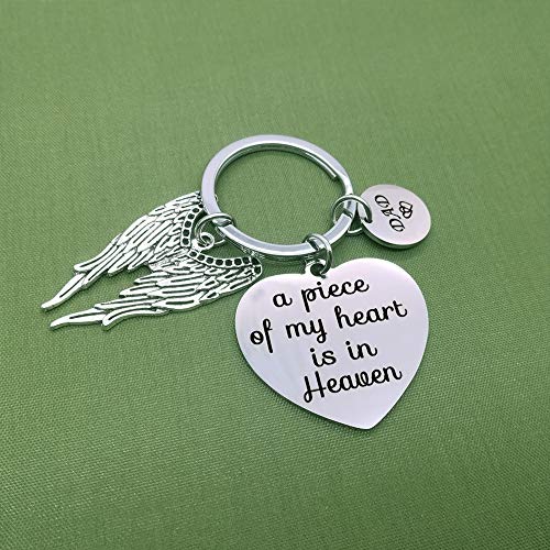 Memorial Jewelry Gift A Piece of My Heart is in Heaven Keychain Angel Wing Dad Memorial Keychain Keyring Gift Sympathy Jewelry