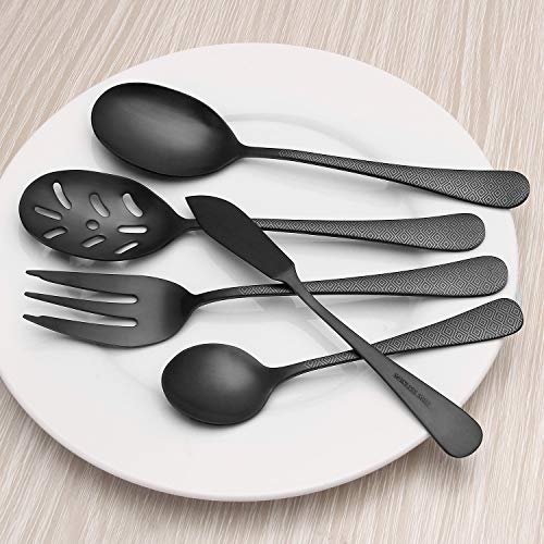 Matte Black Serving Set, sharecook 5Piece 18/0 Stainless Steel Large