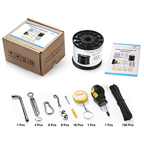 Newleray String Light Hanging Kit,Guide Wire for Outdoor String Lights