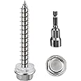 WenSilon (200Pcs)#10x1-1/4 Self-Tapping Screws for Wood 410 Stainless Steel Hexagon Head Quick Tapping