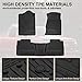 KIWI MASTER Floor Mats for 2014-2018 Chevy Silverado/GMC Sierra 1500 Crew Cab, 2015-2019 Silverado/Sierra 2500/3500 HD Crew Cab Front Rear Seat 2 Row All Weather Mat Liners Black