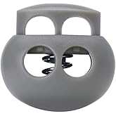 DYZD Plastic Cord Lock End Toggle Double Hole Spring Stopper Fastener Slider Toggles End (Grey 10PCS)