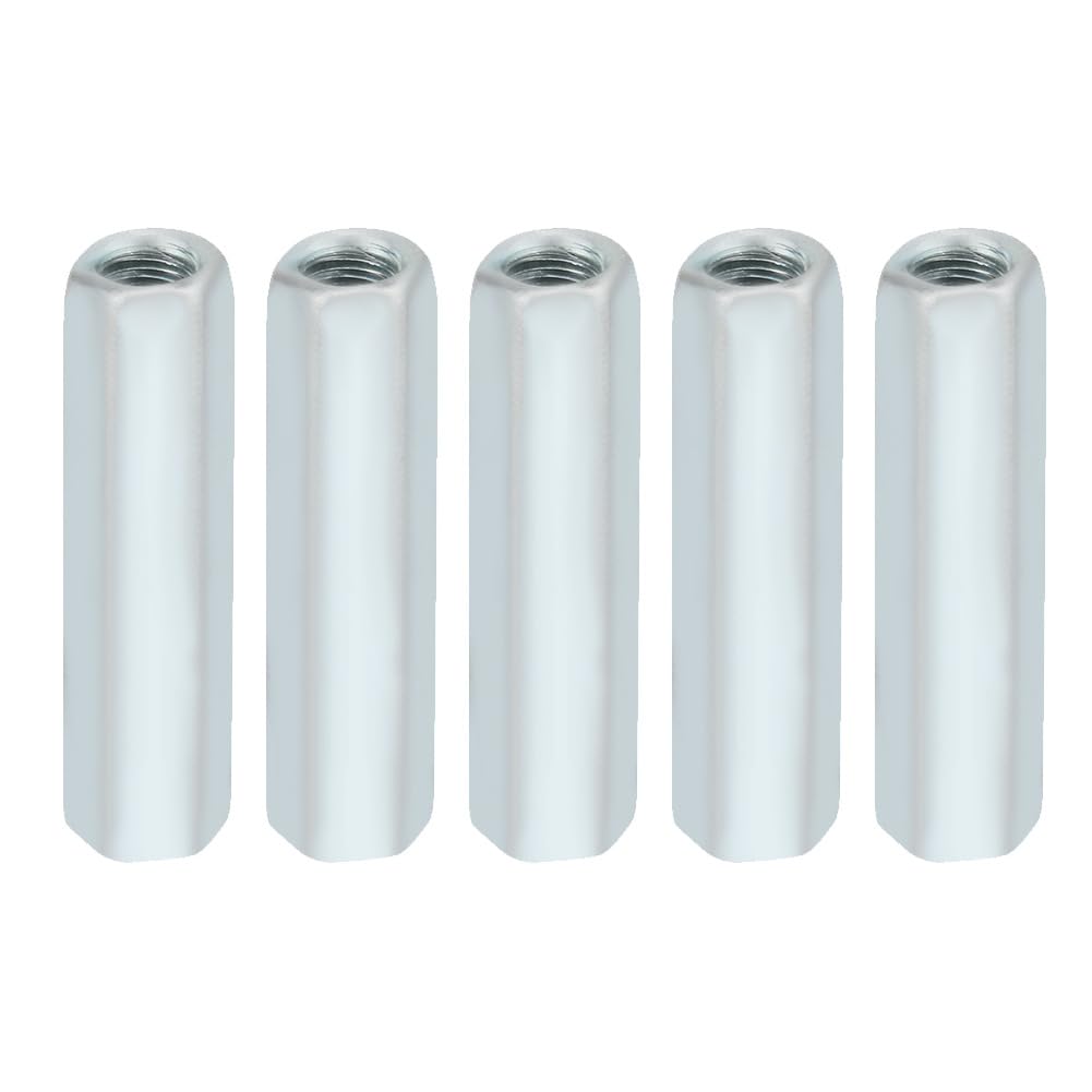 Hex Hexagonal Sleeve Nut, 5pcs M6 × 40 Long Rod Nut, Hex Coupling Nut Female Thread Straight Fitting Hex Rod Threaded Bar Rod Studding Hex Nut, for Communication Equipment