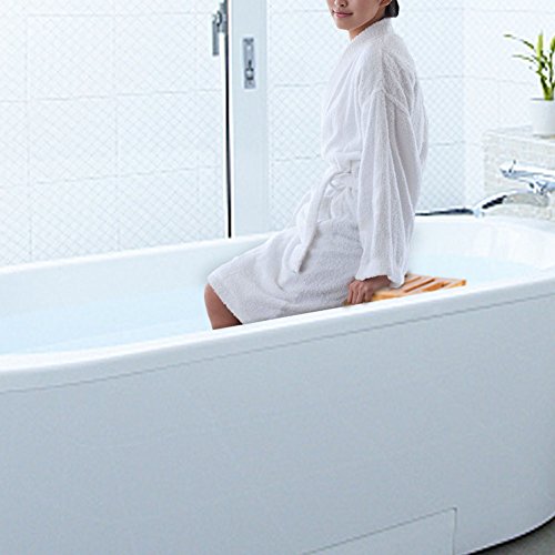 SMAGREHO Bamboo Shower Seat Bench Bathroom Spa Bath Organizer Stool with 2-Tier Storage Shelf