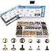 Seloky 210 Set 2 Sizes Leather Rivets Double Cap Rivet Tubular Metal Studs with 3 Fixing Tool Kit for Leather Craft Repairing Decoration,2 Sizes and 3 Colors (Gold, Silver and Bronze)