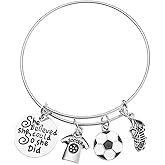 Sportybella Soccer Bracelet, Soccer She Believed She Could So She Did Jewelry, Soccer Bangle Bracelet- Soccer Charm Bracelet, Soccer Gifts