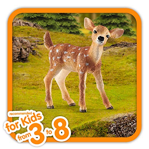 schleich 14820 Weißwedelkalb, ab 3 Jahren, WILD LIFE - Spielfigur, 2 x 5 x 5 cm, Braun mit Weißem Bauch – Bild 3