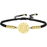 TEAMER Adjustable Hekate Wheel Bracelet Beads Charm Wax Rope Hecate's Wheel Bracelet Wicca Wheel of Hekate Goddess Amulet Jewelry For Women