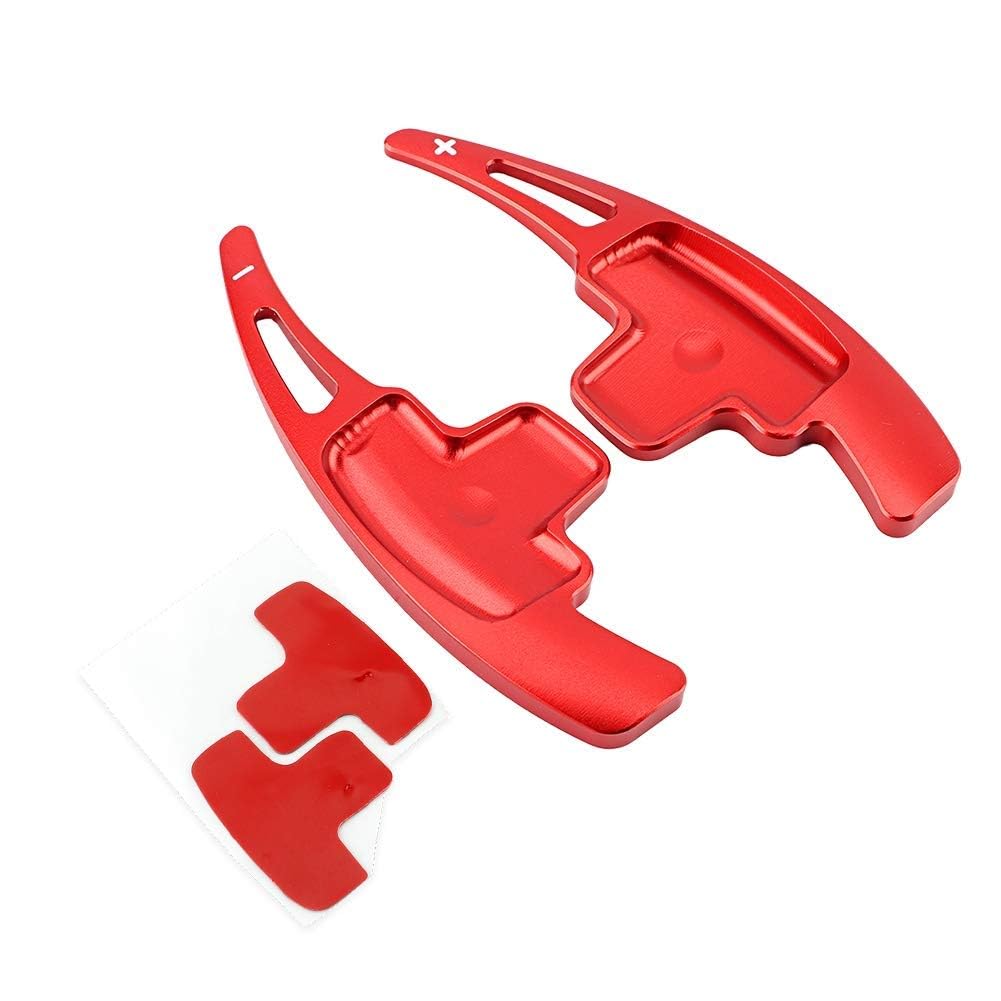 Aramox 1 Pair Car Steering Wheel Shift Paddles Extensions,CNC Aluminum Paddle Shifter Cover Extensions Fit for A B E R M Class (Red)