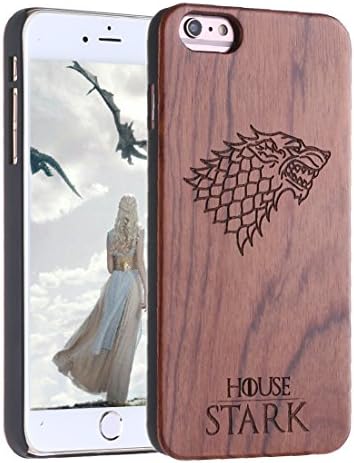 Wood iPhone 6 Case, iPhone 6S Cover, Real Natural Wood Carving Wooden Pattern Protection for Apple iPhone 6 / 6S Case (Rose Wood - House Stark)