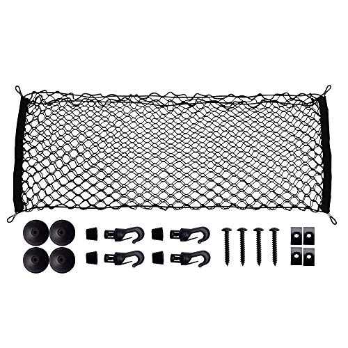 Seah Hardware 4 x 6 FT Super Duty Bungee Cargo Net for Truck Bed Stretches to 8 x 12 FT | 24 Pieces Universal Hooks| Small 4 x 4 Inches Mesh| Bonus 43.3 x 15.7 inch Envelope Cargo Net
