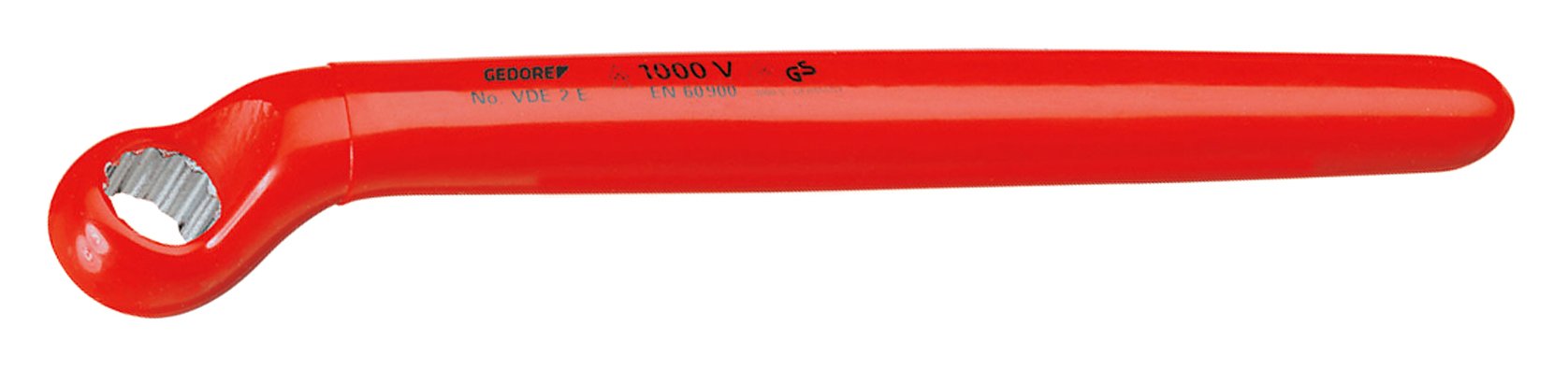 Gedore VDE2E15 15 mm Deep Offset VDE Single Ended Ring Spanner - Red