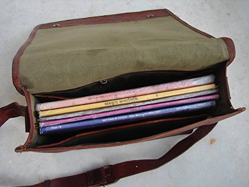 Shakun Leather Handmade Genuine Vintage Messenger Bag Satchel Cross Body Shoulder Mini Laptop Bag, 9 x 11, NEW - Thumbnail 5