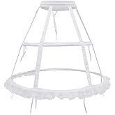 MYAYD Women's Hoop Petticoat 2 Layers Birdcage Fishbone Hollow Adjustable Daily Bell-shaped A-type Skirt Pannier Underskirt