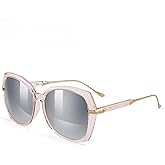 MOLSTA Women's Polarized Square Sunglasses, TR90 Frame, Crystal Legs, 58mm Lens Width