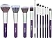 BS-MALL(TM) Premium Synthetic Concealer Powder Foundation Angled Eyeshadow Duo Fibre Blush Blending 11 PCS Makeup Brushes Set(Silver Purple)
