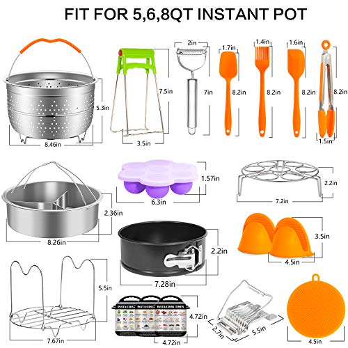Accessories for Instant Pot, 20 Pcs Pressure Cooker Accessories Set for 5,6,8 Qt, 2 Steamer Baskets, Non-stick Springform Pan, Egg Bites Mold, Egg Steamer Rack, Kitchen Tong, Spatula, Oven Mitts