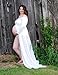 Saslax Maternity Chiffon Gown Split Front Maxi Photography Dress for Photo Shoot,White,X-Large