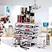 SONGMICS Makeup Organizer 7 Drawers Cosmetic Storage Display with 11 Top Compartments for Brush Lipsticks 3 Pieces Set Clear UJMU07T