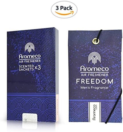 Aromeco Car Air Freshener - Wardrobe Freshener - Shoe Freshener - Toilet Freshener - Room Freshener - Scented Sachet - Men's Fragrance - Freedom, Pack of 3