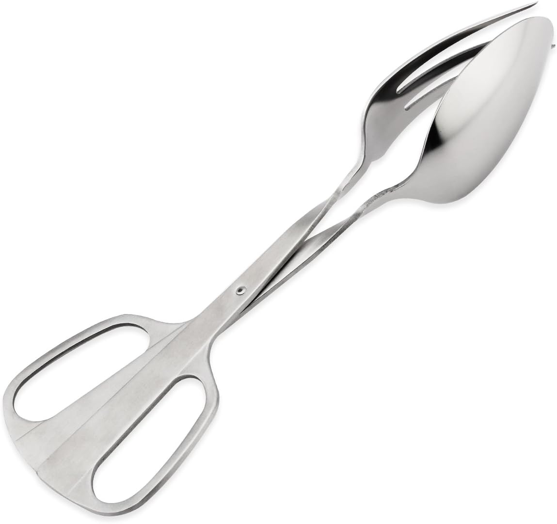 OUMOSI Stainless Steel Salad Server Scissor Tong Fork Clip Food Tongs Cooking Tool