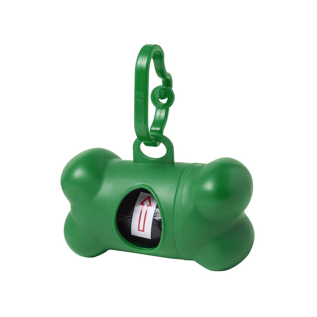 Bone Dispenser for Dogs and Pets Waste Bags – Poop Bags + 15 Bags (Green)
