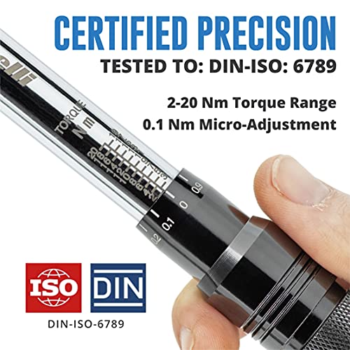 Vibrelli Bike Torque Wrench Set 1/4 Inch Drive 2 to 20nm, 0.1 Nm