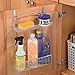 mDesign Metal Farmhouse Over Cabinet Kitchen Storage Organizer Holder or Basket - Hang Over Cabinet Doors in Kitchen/Pantry - Holds Dish Soap, Window Cleaner, Sponges - 2 Pack - Chrome